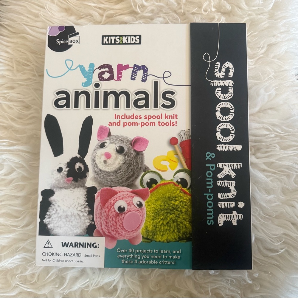 Spice Box Kits For Kids Yarn Animals Spool Knit & Pom-Pom tools*NEW